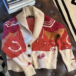 Pendleton Women's Western Desert Shawl Collar Cardigan - Red, Orange, Cream